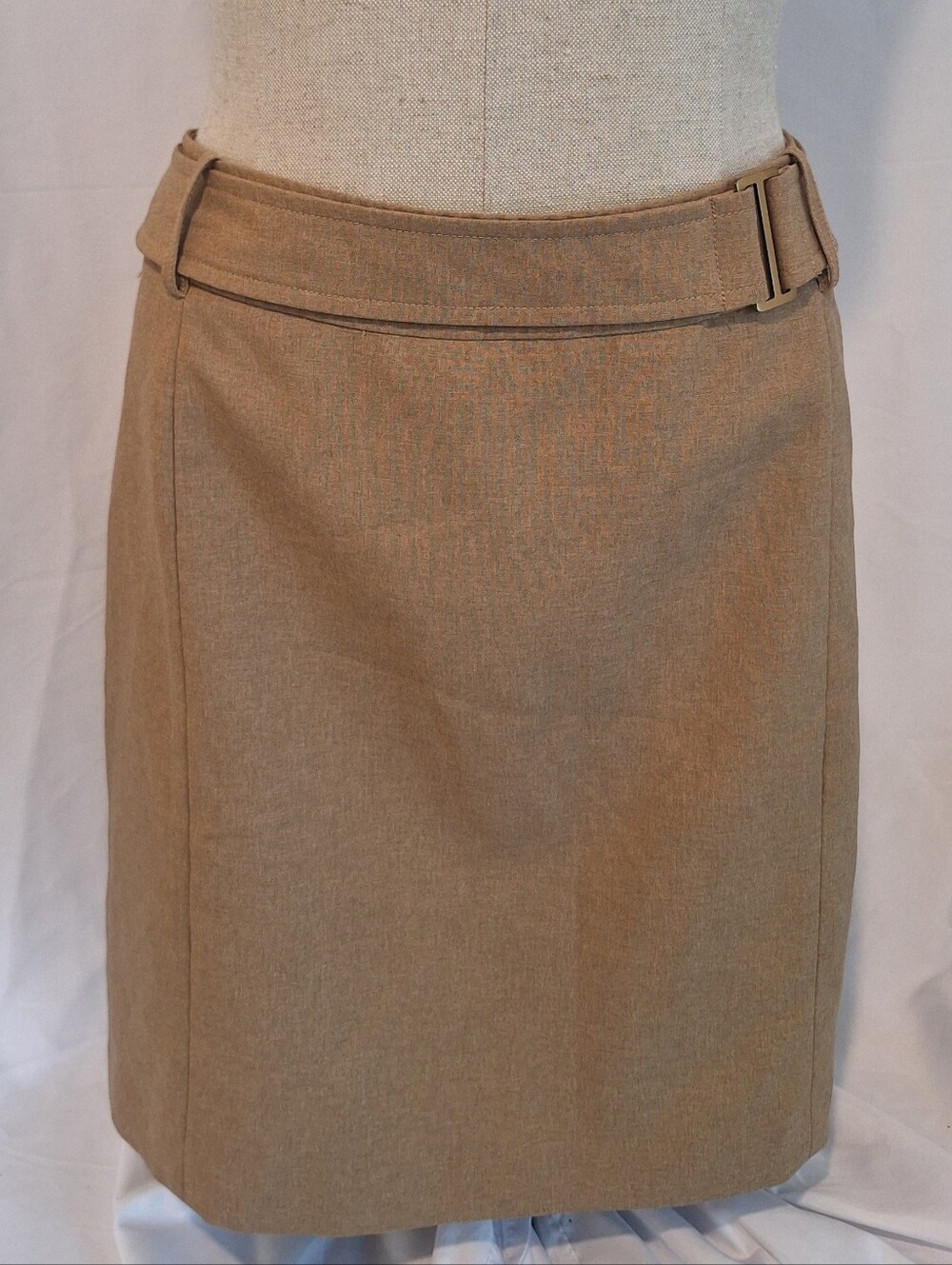 New York & Company Tan Pencil Skirt with Waist Belt